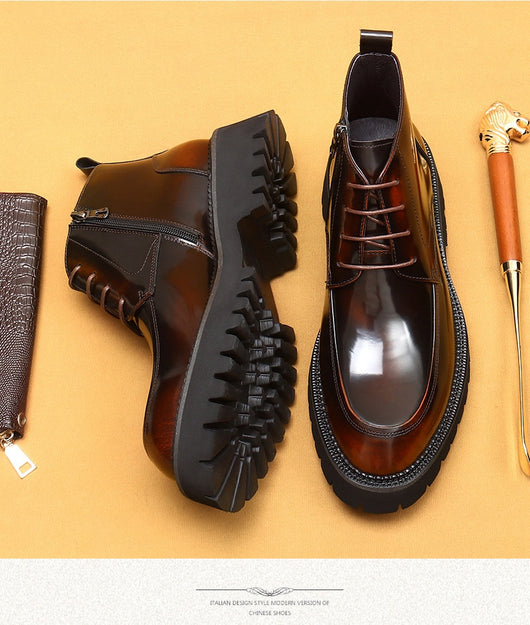 Botas Martin de Cuero Charol Plataforma con Cierre - Estilo Británico Elegante - Image 14