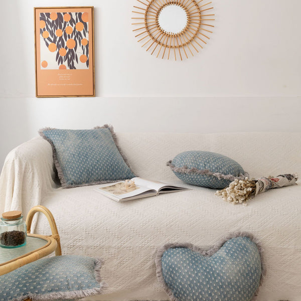 Funda de Almohada Jacquard con Franja de Denim