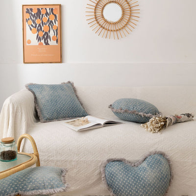 Funda de Almohada Jacquard con Franja de Denim