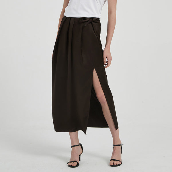 Falda Plisada con Abertura Cintura Alta en Acetato Satinado - Diseño Fluido para Verano - Image 6