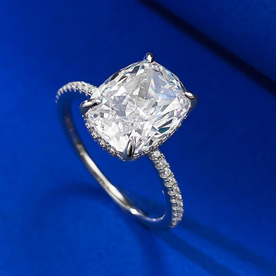 Anillo de Diamante Cuadrado Blanco en Plata 925 con Cuatro Garras - Image 9