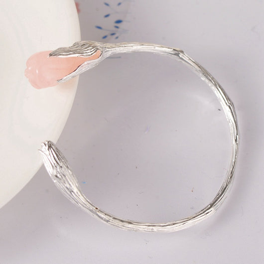 Pulsera de Plata 990 con Tulipán de Cristal Incrustado a Mano - Image 11