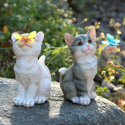 Adornos Solares de Resina con Gatos para Jardín - Decoración Luminosa - Image 10