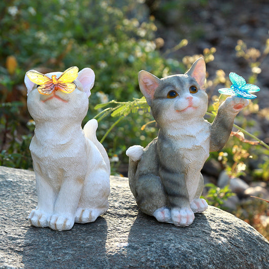 Adornos Solares de Resina con Gatos para Jardín - Decoración Luminosa - Image 10