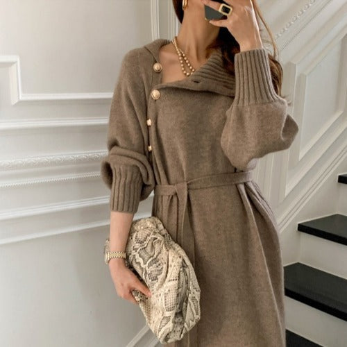 Vestido Tejido Holgado con Cintura Ajustable - Image 8