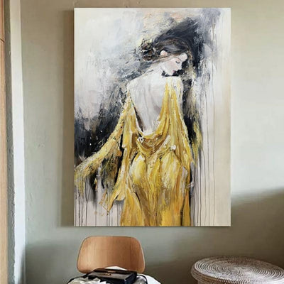 Cuadro Óleo Artesanal Mujer Elegante Moderna - Lienzo Texturizado sin Marco - Image 4
