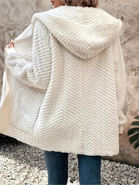 Cardigan Hooded de Terciopelo Reversible con Patrón Wave - Image 15