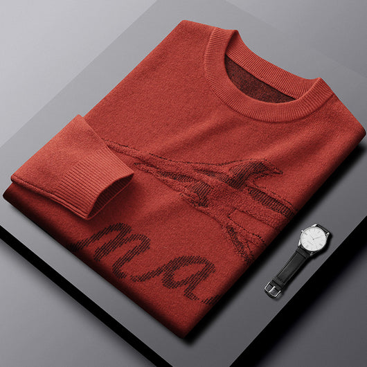 Suéter de Lana Jacquard Oversize Talla Grande para Hombre - Image 12