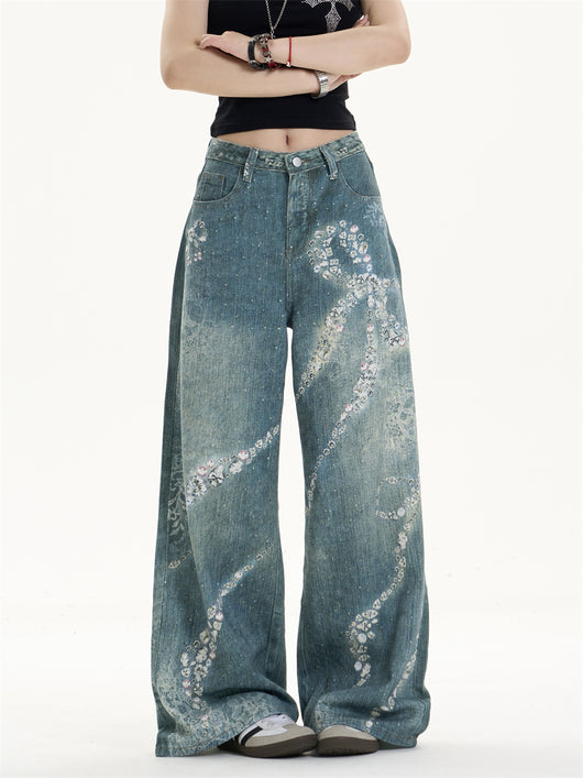 Pantalones Jeans Anchos con Estampado de Moño - Image 10