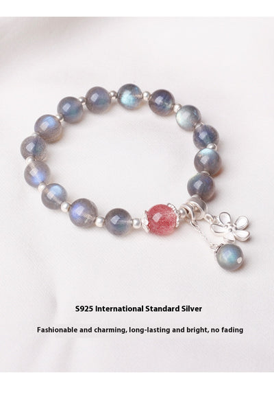 Pulsera Cristal Plata 925 Flores de Miel - Luz de Luna Lima y Fresa - Image 9