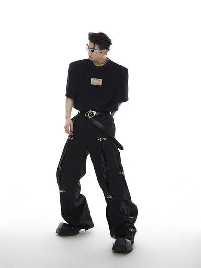 Pantalones Casuales para Hombre con Botones Metálicos y Diseño Patchwork - Image 12