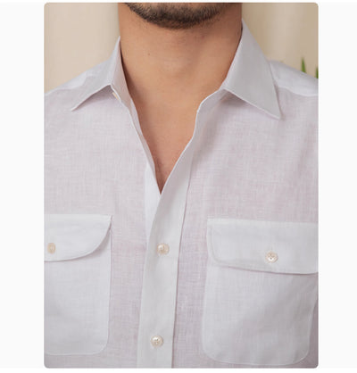Camisa de Lino Puro de Manga Larga para Hombre - Estilo Business Casual - Image 3