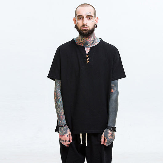 Camiseta Hombre Algodón y Lino Suelta - Image 18