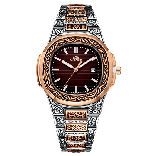 Reloj Hombre Cuarzo Tallado Loro Calendario Luminiscente - Image 37