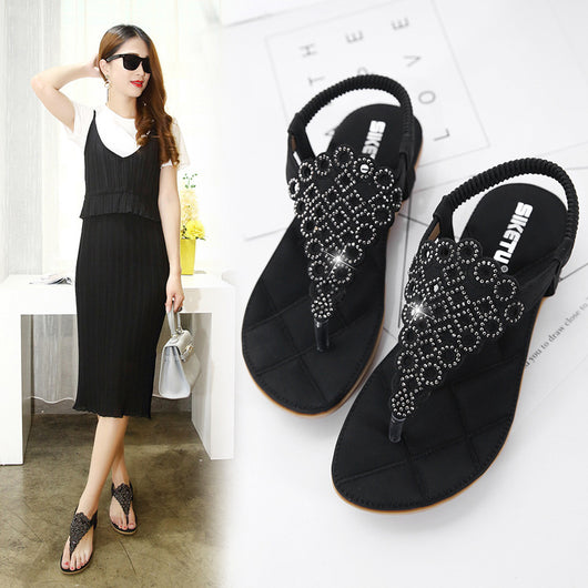 Sandalias Japonesas Verano Mujer Bordado Strass Talla Grande Cómodas - Image 4