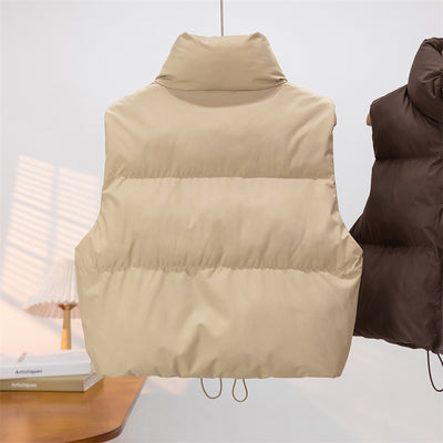 Chaleco Acolchado de Plumón para Mujer con Cuello Alto Grueso y Cálido - Image 13