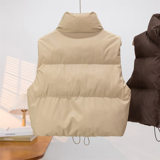 Chaleco Acolchado de Plumón para Mujer con Cuello Alto Grueso y Cálido - Image 13