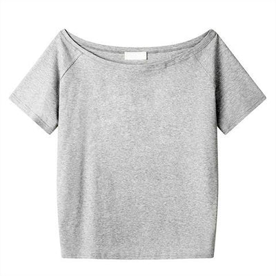 Blusa Holgada de Hombro Oblicuo Manga Corta para Mujer - Image 6