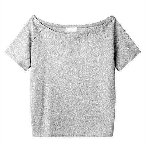 Blusa Holgada de Hombro Oblicuo Manga Corta para Mujer - Image 6