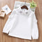 Blusa Infantil Cuello Peter Pan Blanco de Manga Larga