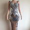 Vestido Largo Elegante de Lentejuelas con Manga Larga Ajustado
