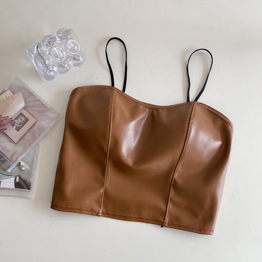 Chaleco de Cuero Retro Ajustado para Mujer - Image 3