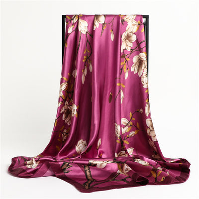 Pañuelo Cuadrado Estampado Floral con Protección Solar para Viajes - Image 4