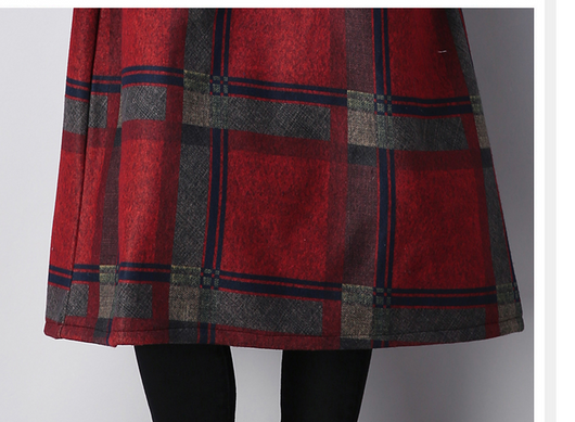 Vestido de Lana Talla Grande Cuadros Retro Otoño Invierno - Image 11