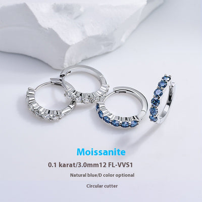 Aretes de Moissanita Azul Natural Redondeados en Blanco - Image 7