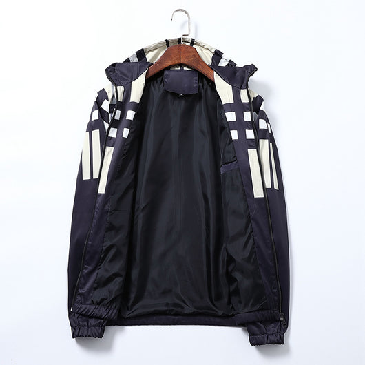 Chaqueta Trench Casual de Hombre con Estampado a Rayas - Image 12