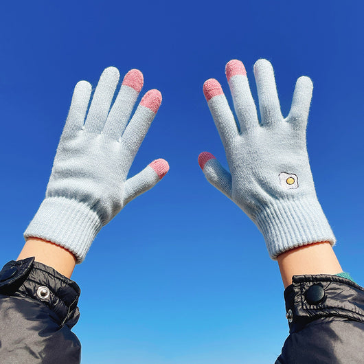 Guantes Tejidos de Invierno con Contraste de Colores y Forro Polar para Mujer - Image 12