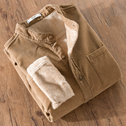 Camisa Térmica Acolchada de Pana y Terciopelo para Hombre - Image 4