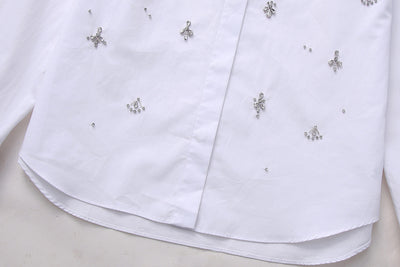 Camisa de Popelina con Detalles de Joyería - Estilo Europeo y Americano - Image 5
