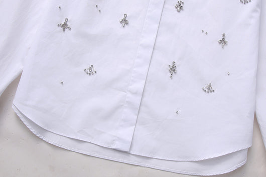 Camisa de Popelina con Detalles de Joyería - Estilo Europeo y Americano - Image 5