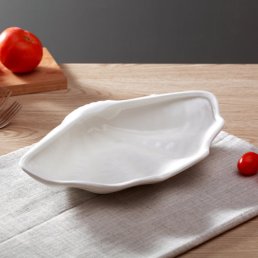 Plato Occidental de Cerámica Blanca Pura con Diseño Concha Personalizado - Image 3