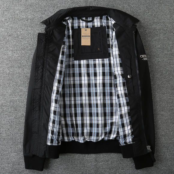 Chaqueta Abrigo Doble Cuello Alto Color Sólido para Hombre