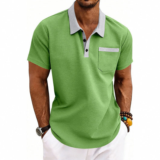 Polo Holgado de Punto Waffle para Hombre - Manga Corta - Image 4