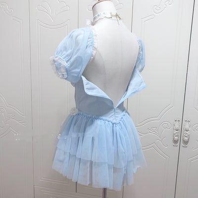 Vestido Corto con Falda Globo Cinturada - Image 5