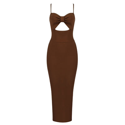 Vestido Largo Bandage Elegante con Escote V y Diseño Hueco en Cintura - Image 6