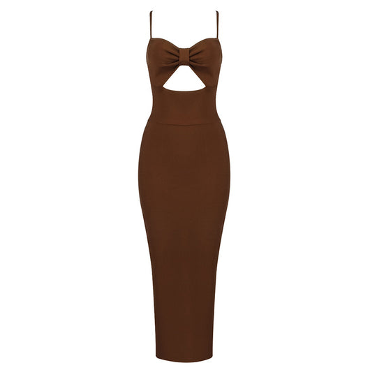 Vestido Largo Bandage Elegante con Escote V y Diseño Hueco en Cintura - Image 6