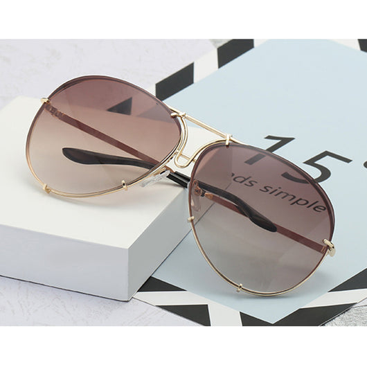 Aviator sunglasses with light blue lenses and a gold-colored metal frame, featuring a double bridge design. - Image 23