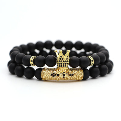 Pulsera de Piedra Natural Estilo Étnico con Corona Hao - Image 3