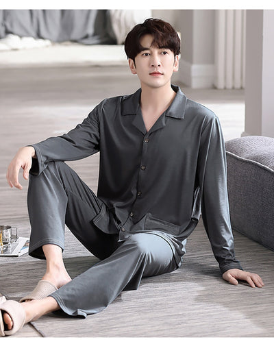 Pijama Cardigan Modal para Hombre - Conjunto Casual de Descanso - Image 17