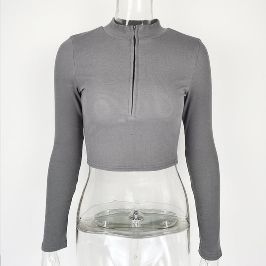 Top Crop Ajustado con Cierre de Mujer - Diseño Minimalista - Image 7