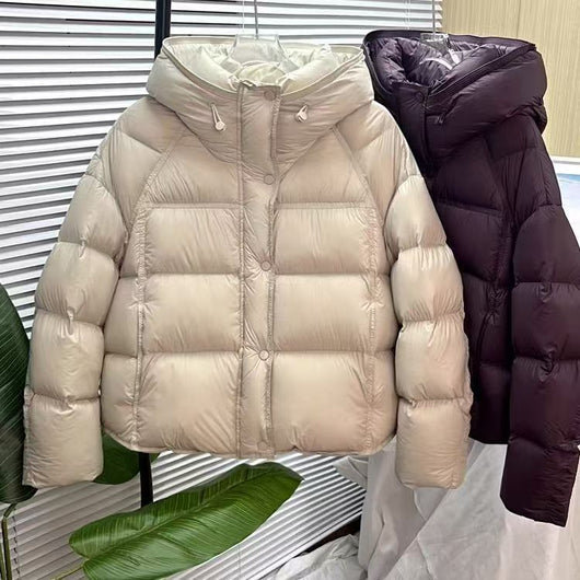 Chaqueta Acolchada Suelta con Capucha - Colores Sólidos Otoño Invierno - Image 15