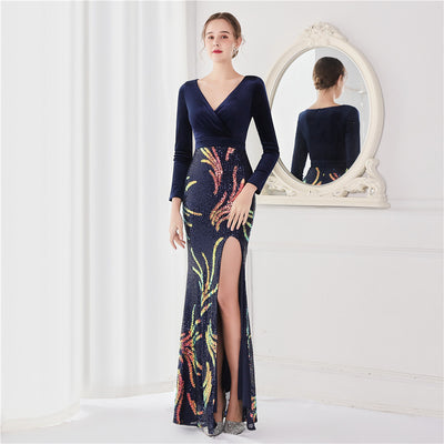 Vestido de Noche Sirena Largo con Cuentas para Mujer - Elegancia Premium - Image 11