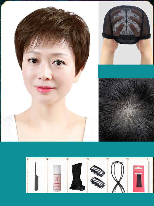 Peluca Corta de Cabello Humano Natural para Mujer - Image 5