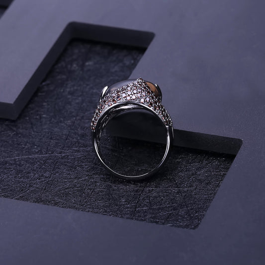 Anillo de Plata Esterlina S925 Retro Lujo con Gemas Naturales Incrustadas - Image 2