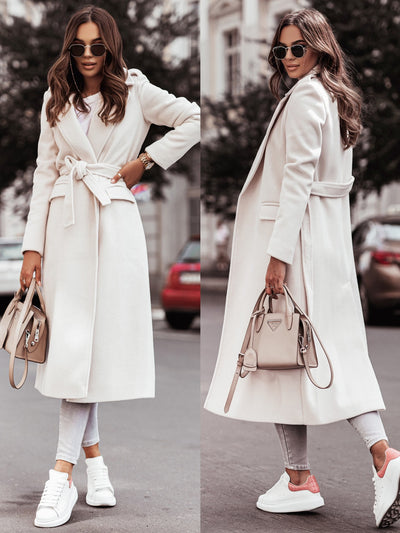 Abrigo de Lana con Cuello V y Mangas Largas para Otoño e Invierno - Image 9