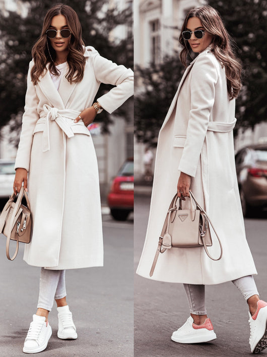 Abrigo de Lana con Cuello V y Mangas Largas para Otoño e Invierno - Image 9